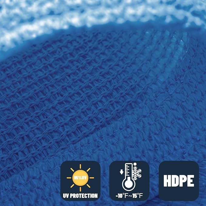SUNNY GUARD Sun Shade Sail 10' x 13' Rectangle Blue UV Block Sunshade - Image 4