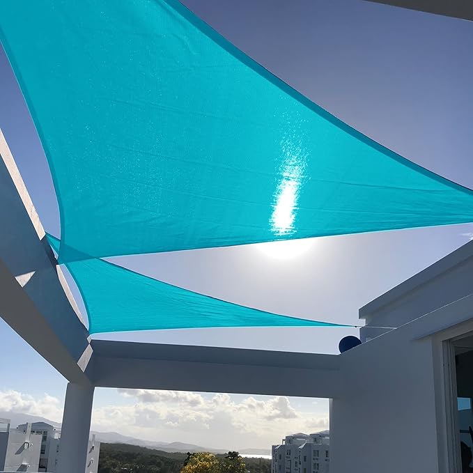 SUNNY GUARD Custom Size 6'x8'x10' Turquoise Blue Sun Shade Sail Right Triangle by SUNNYGUARD