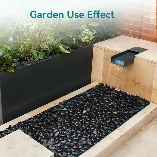 5 lbs Black Rocks for Planters, Polished Garden Stones for Outdoor Landscaping - Image 4