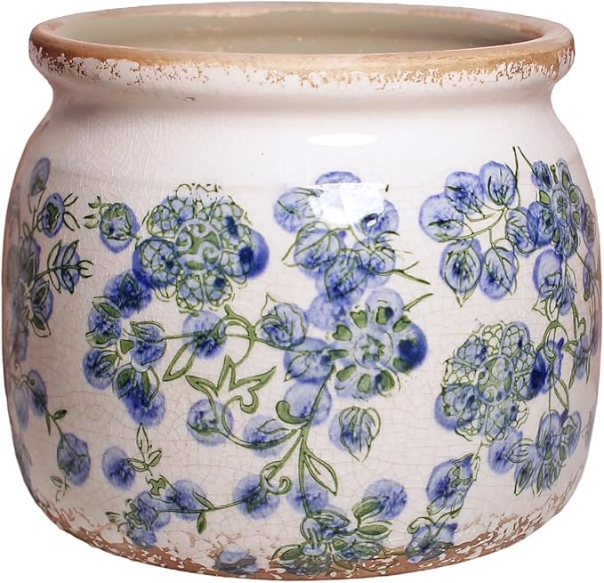 Ceramic Planters Spring Decor, 6.29in Country Cottage Plant Pots by XiaanJiaju