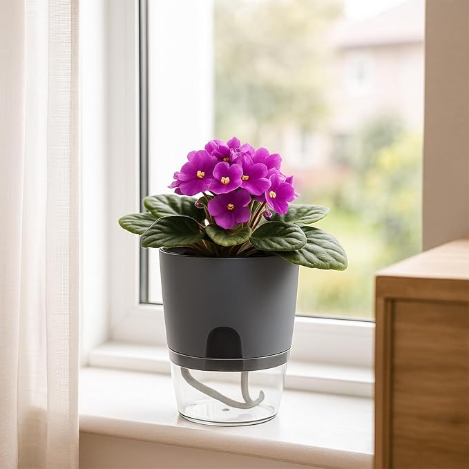 8 Pack Self Watering Pots for Indoor Plants, PlanterHoma 3.2 Inch Plant Pot - Image 4