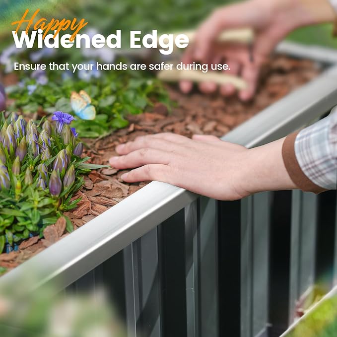 KING BIRD Raised Garden Bed 68"x 36"x 12" Galvanized Steel Metal Outdoor Garden - Image 4