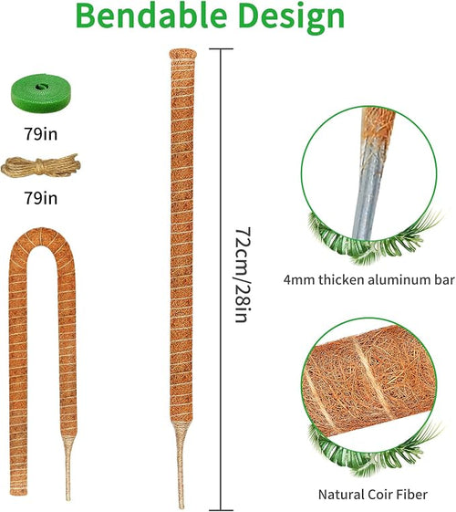 2 Pack 28 Inch Moss Pole Monstera Plant Support, Coir Moss Poles - Image 2