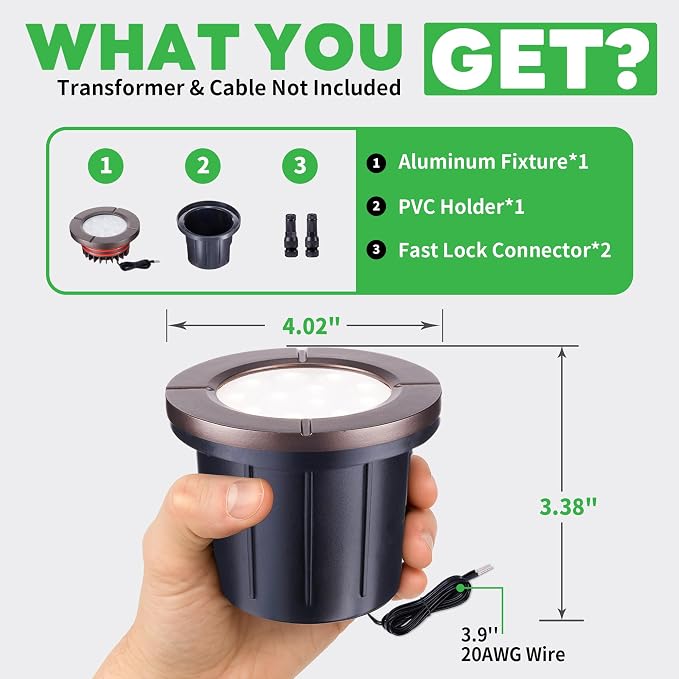 Landscape Well Light, LED Low Voltage In Ground Lights, IP67 Waterproof 12V - Image 7