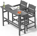 Bar Height Patio Table and Chairs Set, 3-Piece HDPE Outdoor Adirondack Bar by NAVINE