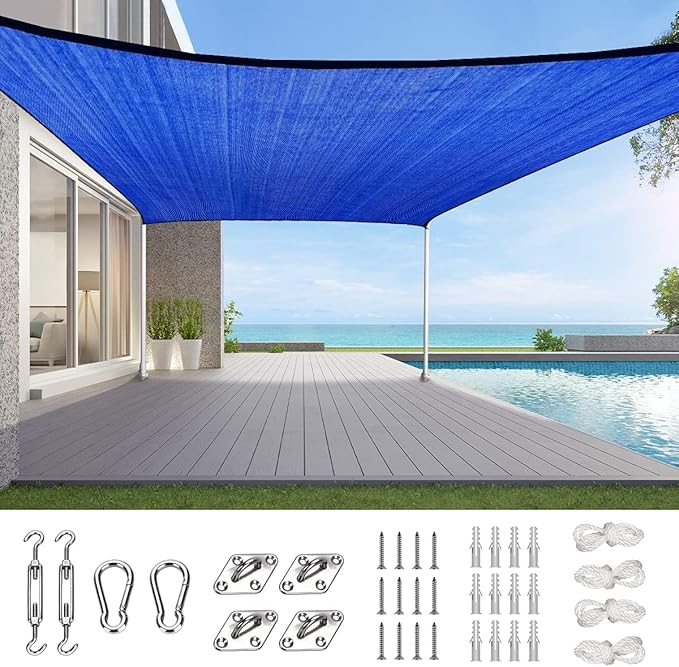 Quictent 20X20FT 185G HDPE Square Sun Shade Sail Canopy 98% UV Block Outdoor by QUICTENT