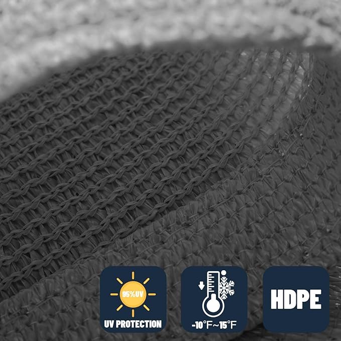 SUNNY GUARD Custom Size 13'x24'x27.3' Triangle Dark Grey UV Block Sunshade - Image 4