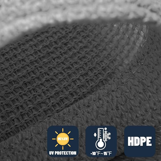 SUNNY GUARD Custom Size 10'x16' Dark Grey Sun Shade Sail Rectangle UV Block - Image 4