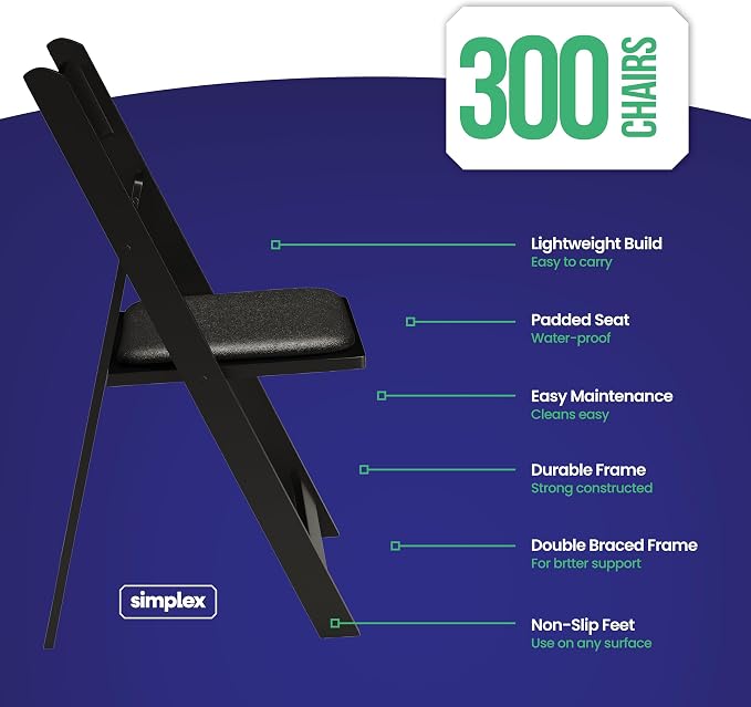 300 Black Resin Stackable Folding Chair - Image 3