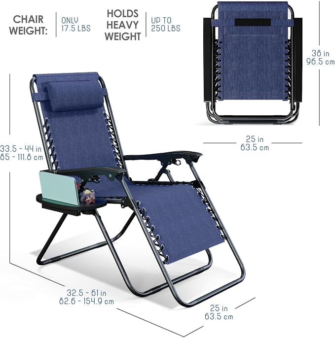 Nestl Zero Gravity Chairs Set of 4, Patio Lounge Chair Outdoor - Image 3