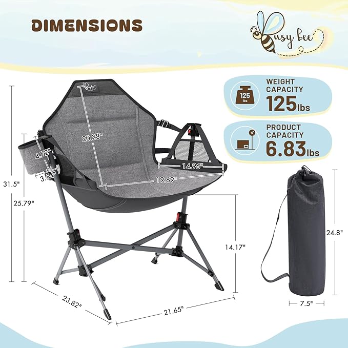 BusyBee Hammock Camping Chairs for Kids, Folding Kids Chair - Image 3