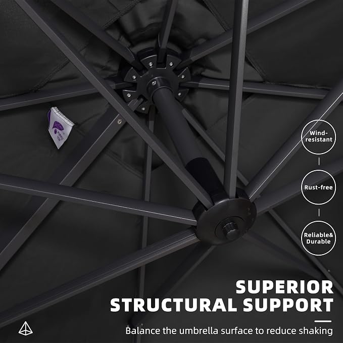 PURPLE LEAF 10' X 13' Patio Umbrella Outdoor Cantilever Rectangle Umbrella - Image 5