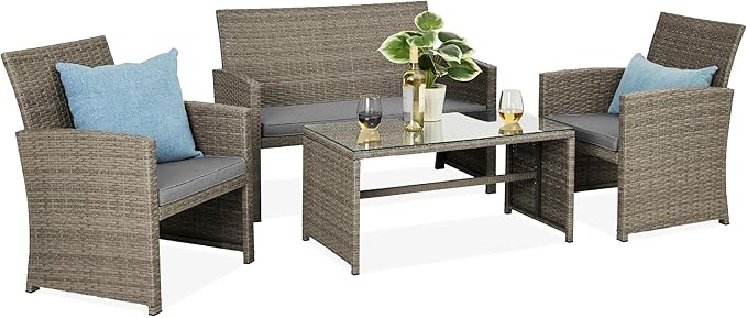 Best Choice Products 4-Piece Outdoor Wicker Patio Conversation Furniture Set by BestChoiceProducts