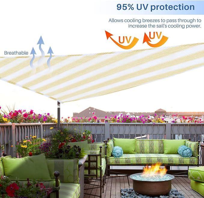 E&K Sunrise 27' x 27' x 27' Sun Shade Sail Triangle Canopy Shade Cover UV Block - Image 5