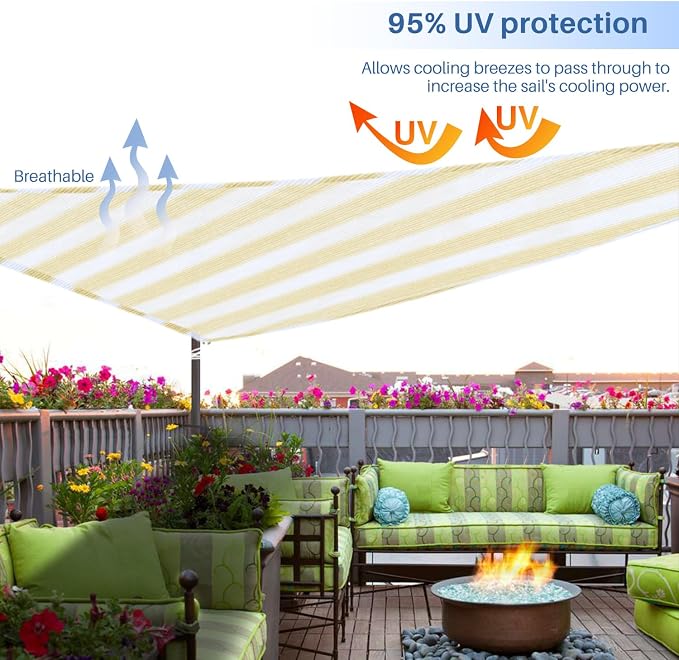 E&K Sunrise 12' x 12' x 12' Sun Shade Sail Triangle Canopy Shade Cover UV Block - Image 5