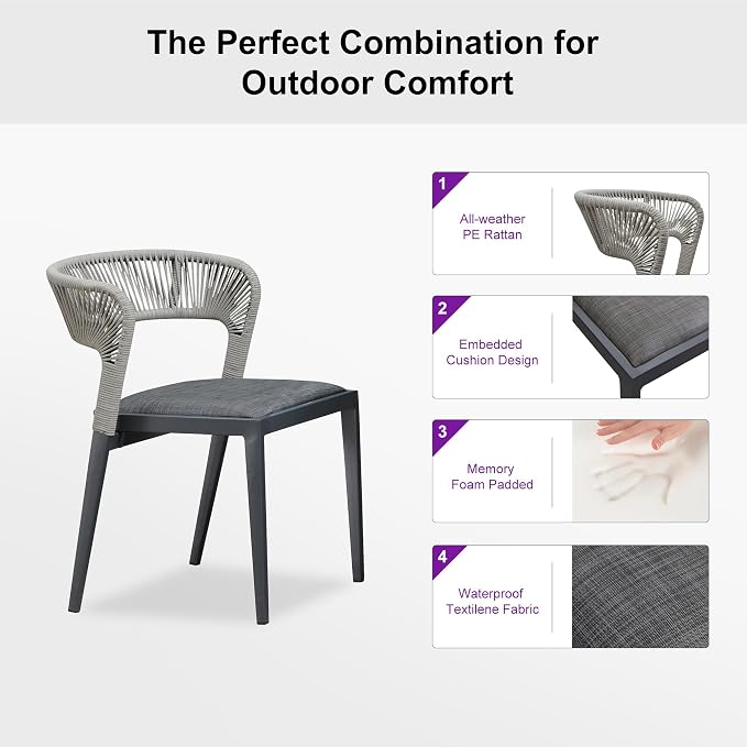PURPLE LEAF 9 Pieces Outdoor Dining Set Patio Table and Chairs Set Aluminum - Image 2