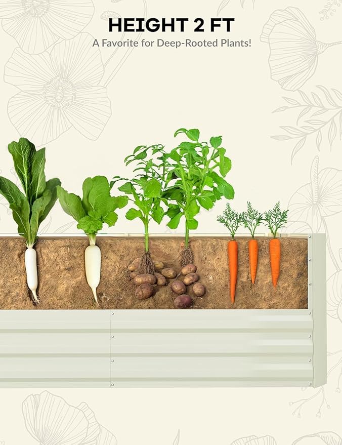 CABIHOME 2 Pcs 6x3x2 Ft Galvanized Raised Garden Bed, Deep Root Planter Box - Image 8