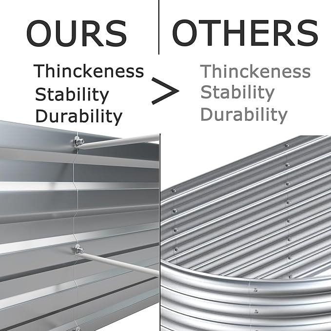 8x4x1ft Galvanized Raised Garden Bed, Outdoor Planter Box Metal Patio Kit - Image 4
