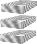 3 Pack Corrugated Galvanized Steel Raised Garden Bed Outdoor, Metal Above by CATMANOR