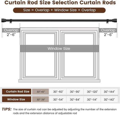 1” Diameter Curtain Rods Itself is 30 to 45 inch 1 Pack Fit 30-39 inch Window - Image 2