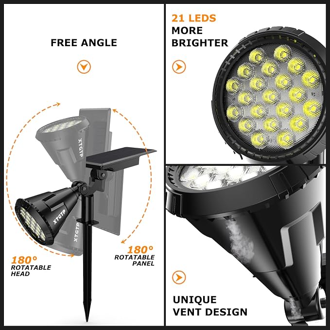 Solar Spot Lights Outdoor, 21 LEDs Brightness Solar Outdoor Lights IP67 - Image 7