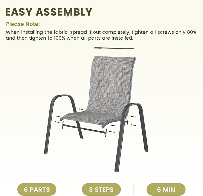 UDPATIO Patio Chairs Set of 2, Stackable Outdoor Dining Chairs - Image 7