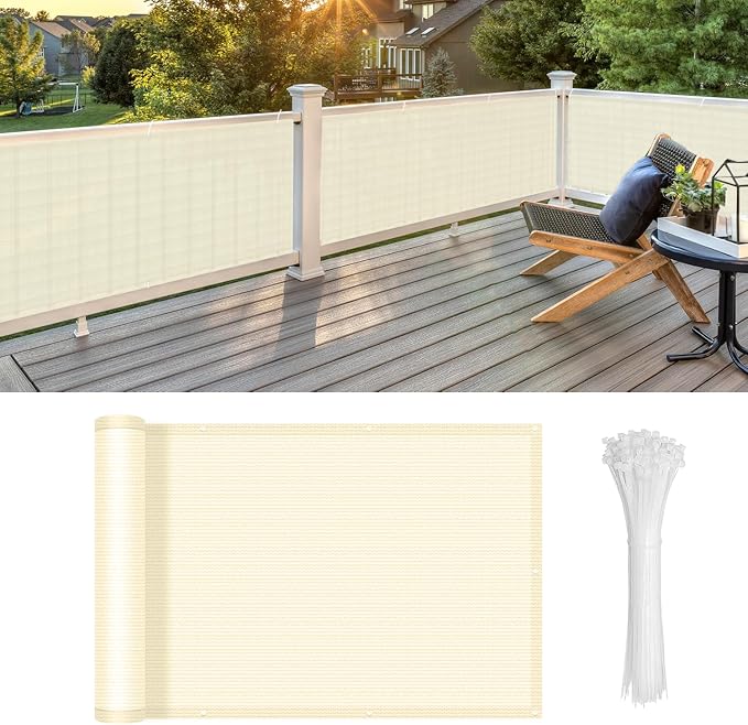 LOVE STORY Custom Size 3'x3' Butter Cream Balcony Privacy Screen, UV Block by LOVESTORY