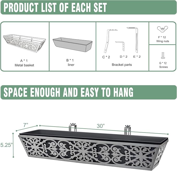 4 Pack 30 Inch Window Boxes Planter - Image 7