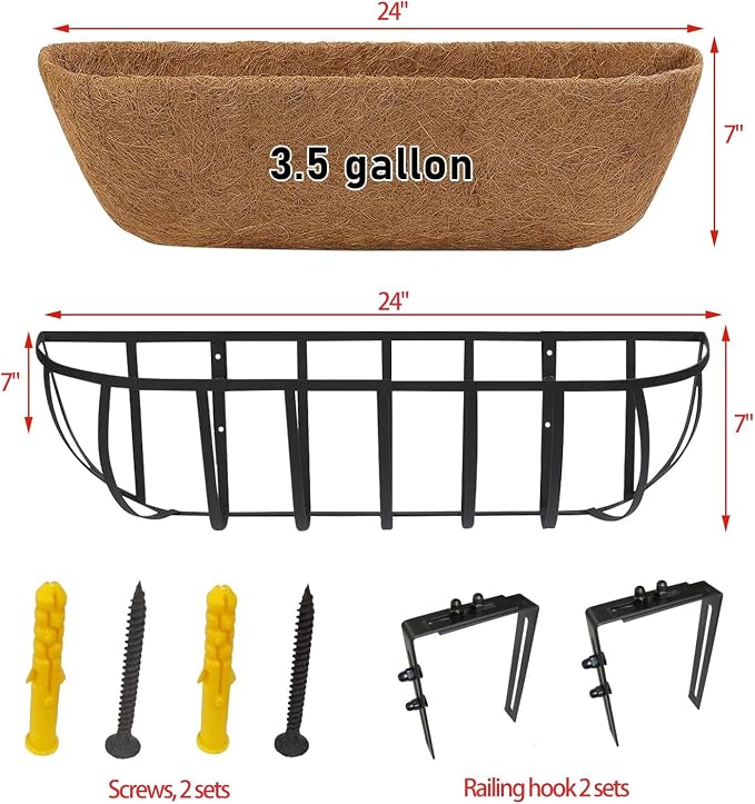 4 Pack 24" Railing Planter Window Box - Image 5