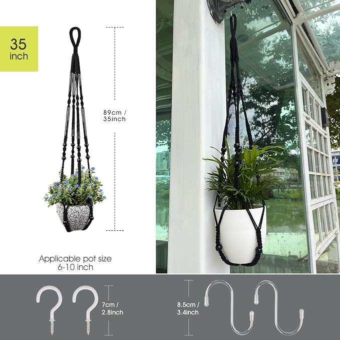RIFNY Macrame Plant Hanger for 5 to 10 Inch Plant Pots, 35 Inch Indoor Handmade - Image 3
