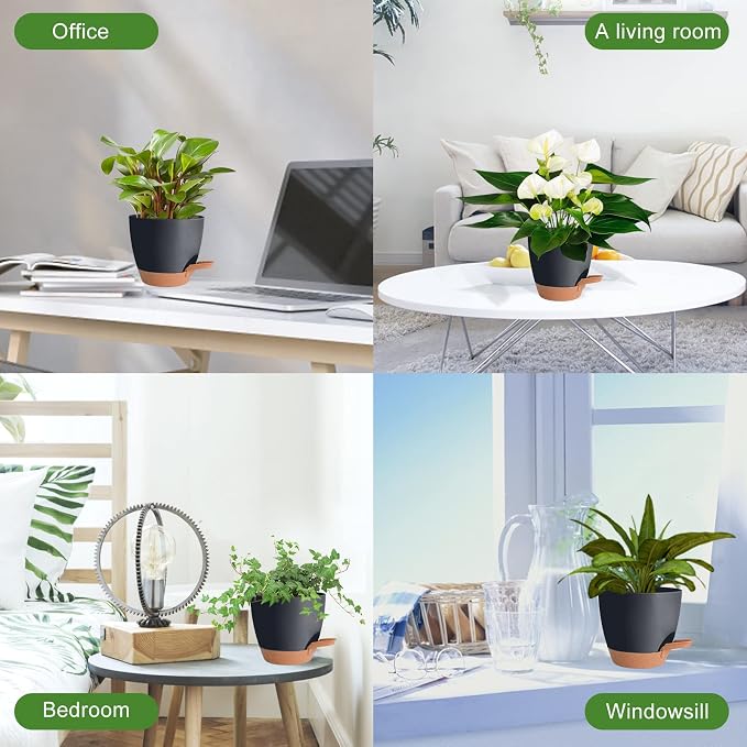 Plant Pots Pack of 5, 7/6.5/6/5.5/5 Inch Self Watering Planters - Image 6