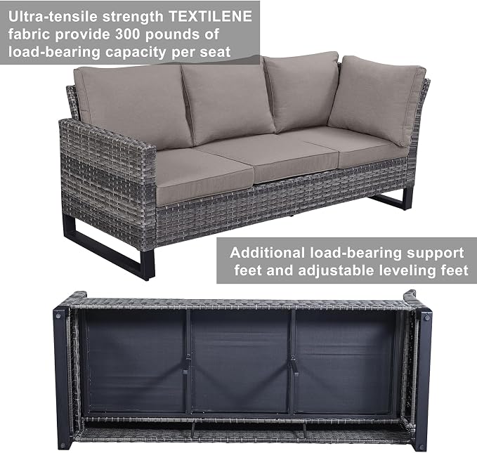 Belord Outdoor Sectional Sofa 6 Seater L Shaped Couch Wicker Patio Conversation - Image 4