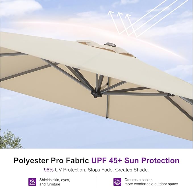 PURPLE LEAF 8'×8' Patio Cantilever Umbrella - Image 4