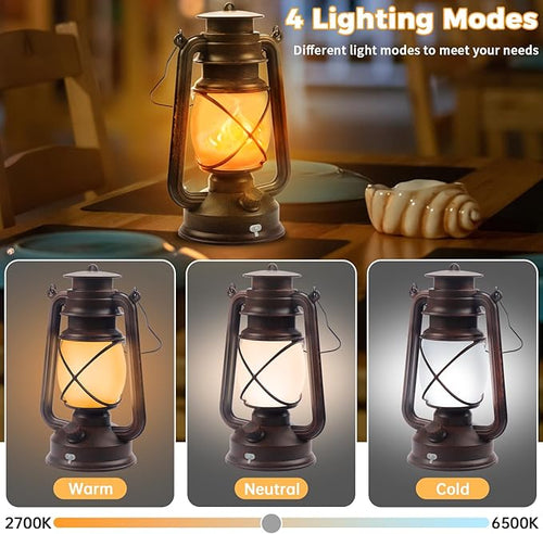 2 Pack Bronze Vintage 4 Modes Light LED Lanterns，Rechargeable Dancing Flame - Image 2