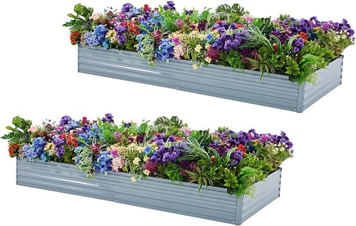 2 Pack 6x3x1FT Galvanized Raised Garden Bed Kit, Outdoor Metal Planter Box by Meberam