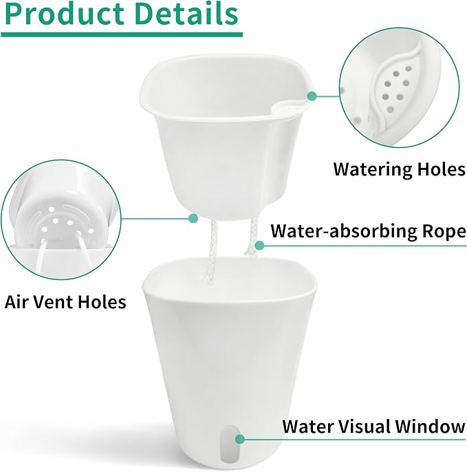 TCBWFY 4 Inch Self Watering Pots - Image 2