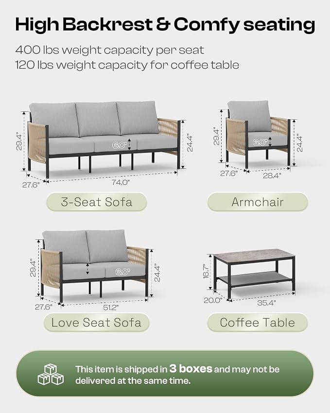 Aluminum Outdoor Patio Furniture Set - Image 7