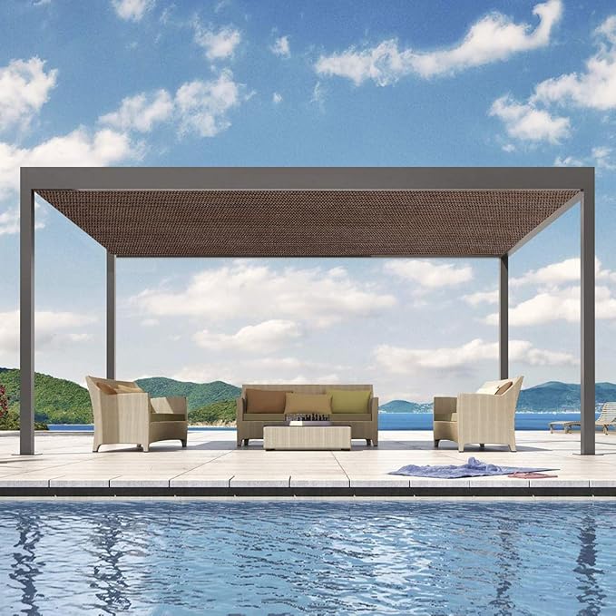 Eden's Decor Straight Flat-Edged Sun Shade Sail Rectangular 5' x 7' Brown - Image 7