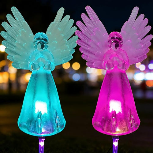 2 Pack Solar Angel Lights Outdoor Decor, Decorative Color Changing Waterproof by XKYQSY
