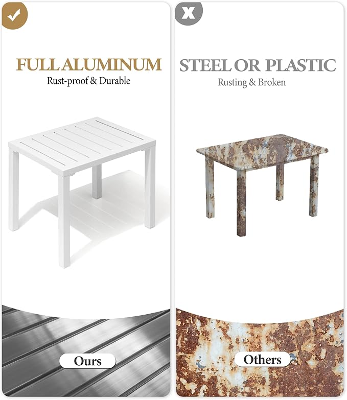 Crestlive Products Outdoor Side Table Set of 2, Aluminum Rectangular Side/End - Image 4