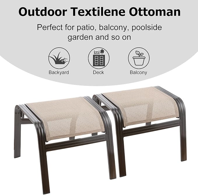 Outdoor Patio Footstools Aluminum Outdoor Ottomans Footrest Small Seating - Image 5