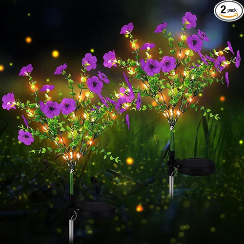 2 Pack Solar Stake Lights Outdoor Decor Waterproof Mums Artificial Flowers by Glooglitter