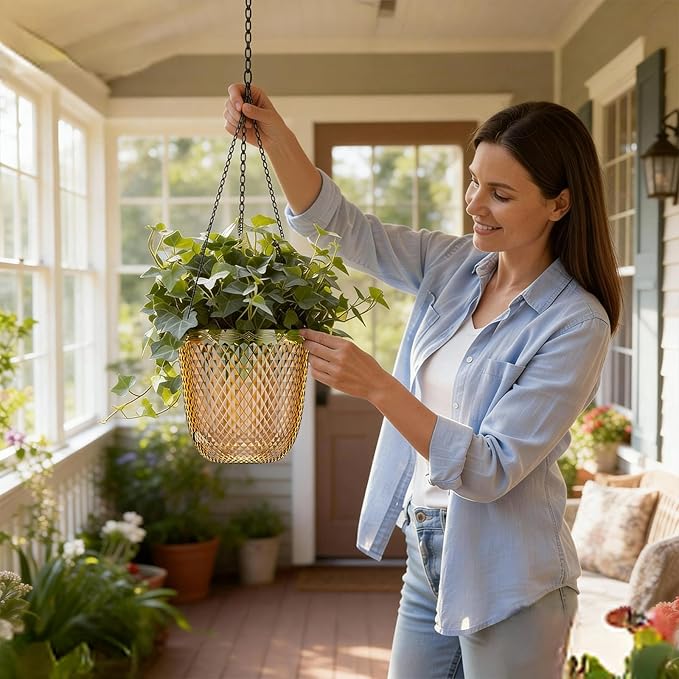 QCQHDU Self Watering Hanging Pots, 2 Pack 5.7 Inch Hanging Planters - Image 2