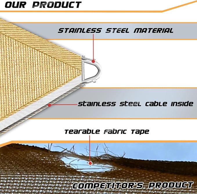 Upgraded with High-Strength Steel Cable Edges 20' x 24' Sun Shade Sail Dark - Image 2