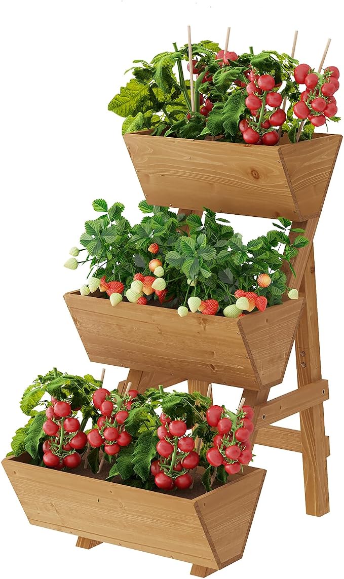 3-Tier Wooden Vertical Raised Garden Bed by PULIJIAJU