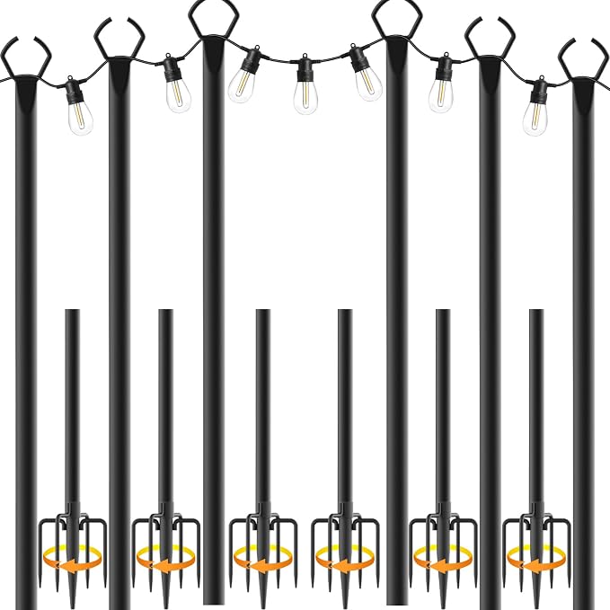 6 Pack String Light Poles, 10 Ft Light Poles by Mutovlin