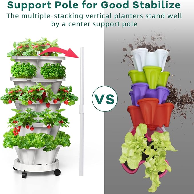Strawberry Vertical Planters, 7 Tiered Stacking Tower Garden - Image 6