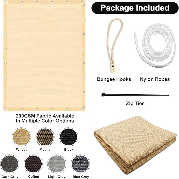 Artpuch 90% Sun Shade Cloth, 8 x 10 FT Pergola Shade Cover Canopy - Image 7
