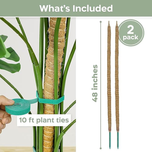 2 Pack 48'' Bendable Moss Pole Monstera Plant Support - Image 2