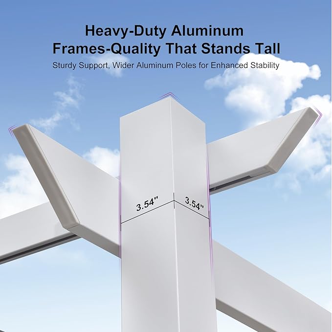 PURPLE LEAF 10' x 13' Outdoor Aluminum Pergola White Heavy-Duty Retractable - Image 7